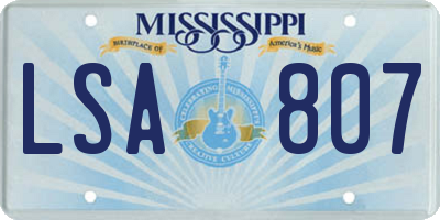 MS license plate LSA807