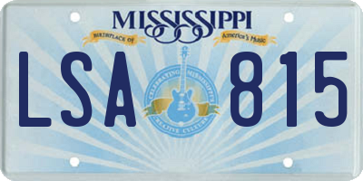MS license plate LSA815