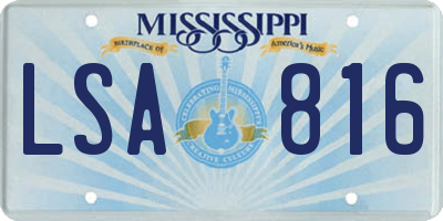 MS license plate LSA816