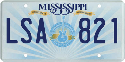 MS license plate LSA821