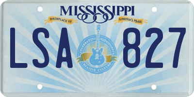 MS license plate LSA827