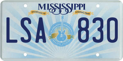 MS license plate LSA830