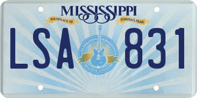 MS license plate LSA831
