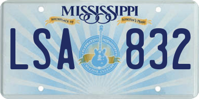 MS license plate LSA832