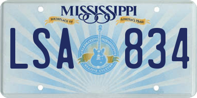MS license plate LSA834