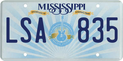 MS license plate LSA835