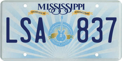 MS license plate LSA837