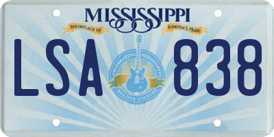 MS license plate LSA838