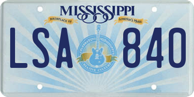 MS license plate LSA840