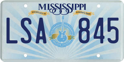 MS license plate LSA845