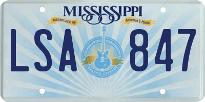MS license plate LSA847