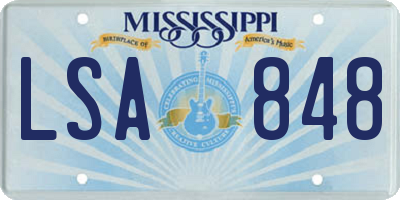 MS license plate LSA848