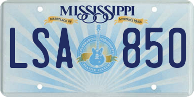 MS license plate LSA850