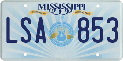 MS license plate LSA853