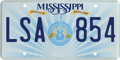 MS license plate LSA854