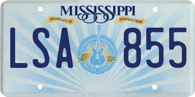 MS license plate LSA855