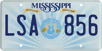 MS license plate LSA856