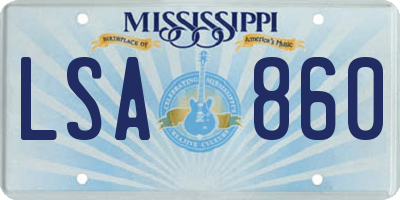 MS license plate LSA860