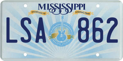 MS license plate LSA862