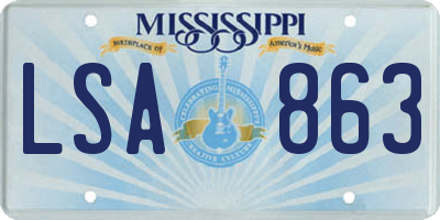 MS license plate LSA863