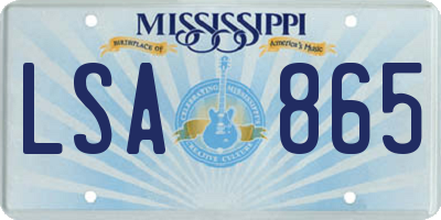 MS license plate LSA865
