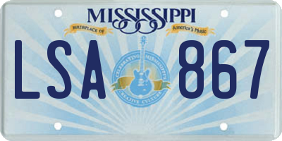 MS license plate LSA867