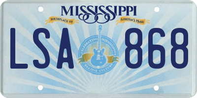 MS license plate LSA868