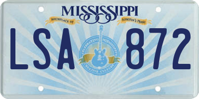 MS license plate LSA872