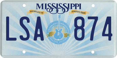 MS license plate LSA874