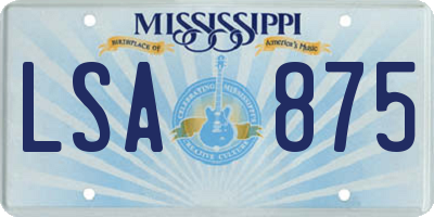 MS license plate LSA875