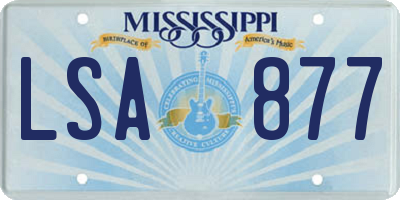 MS license plate LSA877