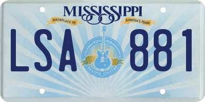 MS license plate LSA881