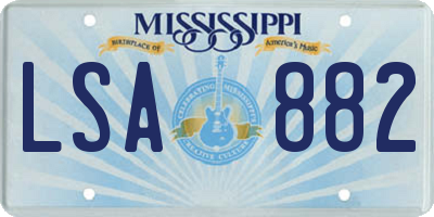 MS license plate LSA882