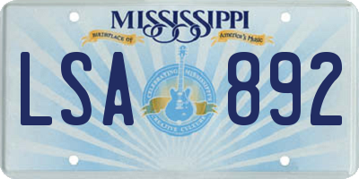 MS license plate LSA892