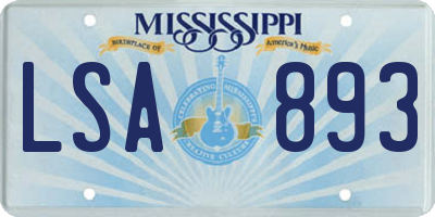 MS license plate LSA893