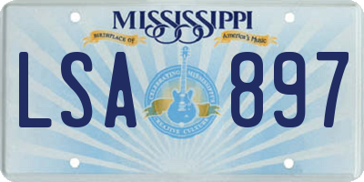 MS license plate LSA897