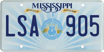 MS license plate LSA905