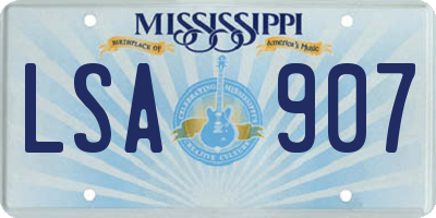 MS license plate LSA907