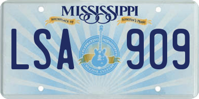 MS license plate LSA909