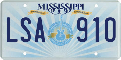 MS license plate LSA910