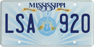 MS license plate LSA920