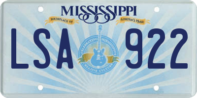MS license plate LSA922