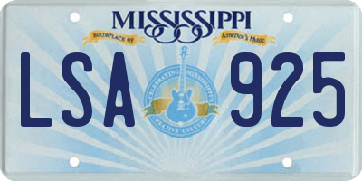 MS license plate LSA925