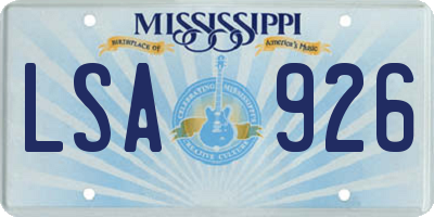 MS license plate LSA926