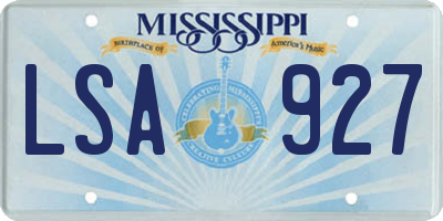 MS license plate LSA927