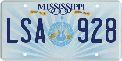 MS license plate LSA928