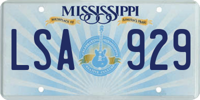 MS license plate LSA929
