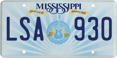 MS license plate LSA930