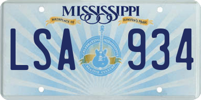 MS license plate LSA934
