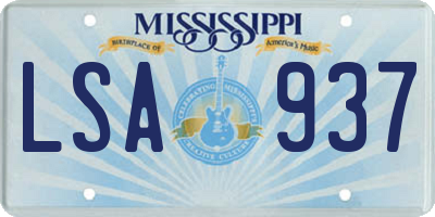 MS license plate LSA937